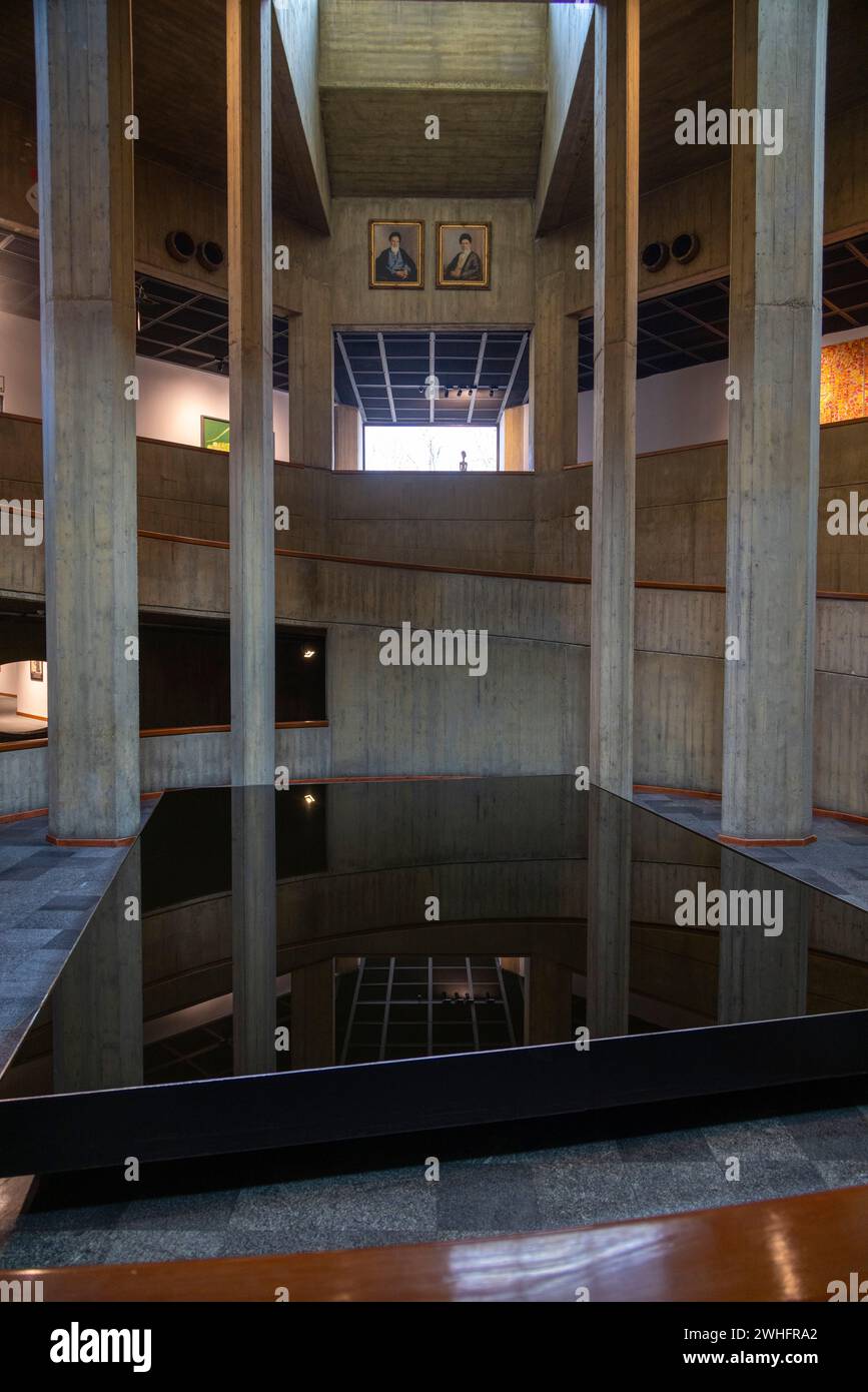 view of interior with Japanese artist Noriyuki Haraguchi’s “Oil Pool”, Museum of Modern Art, Tehran. Iran Stock Photo