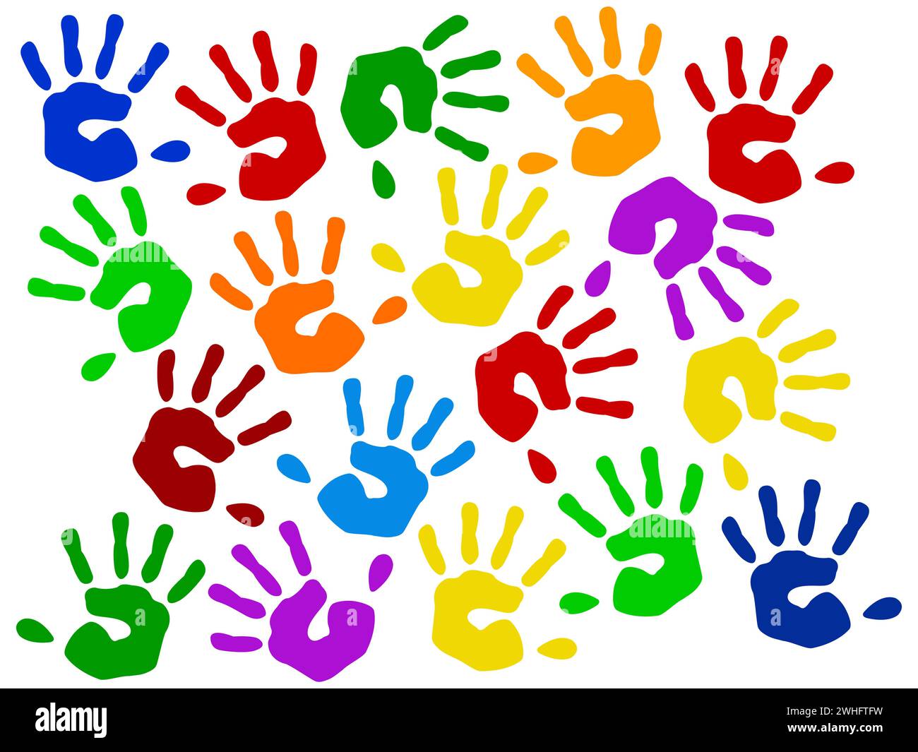 Colorful handprints Stock Photo