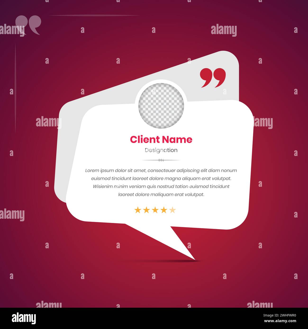 Client feedback and social media post testimonial template in simple layout Stock Vector