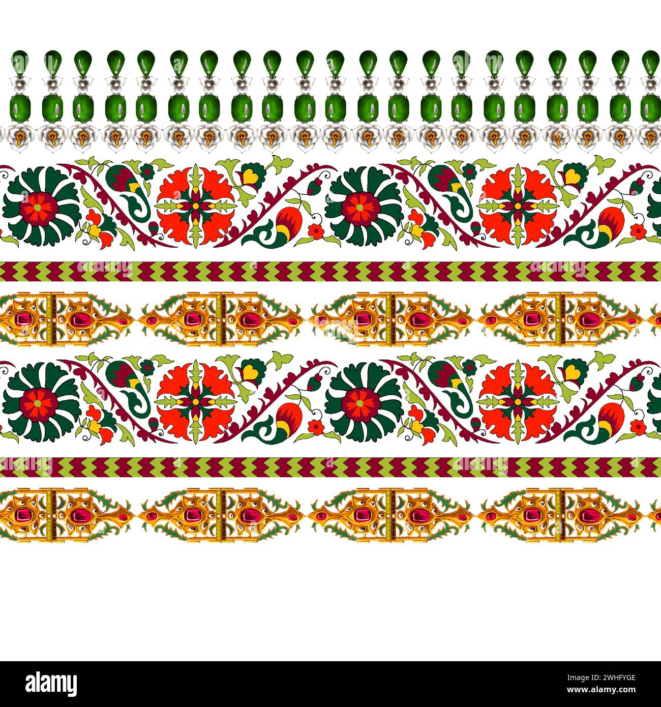 Digital Motif border Design vector Artwork for textile print For ...