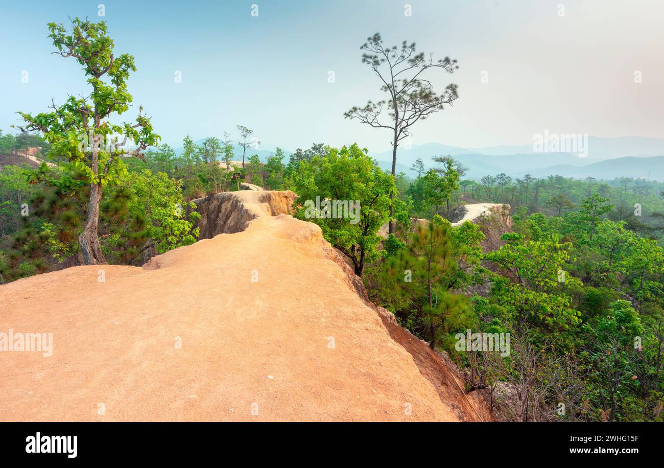 Popular travel destination,dramatic scenery at sundown,over naturally formed,eroded valleys,landscape and natural beauty.Narrow,steep and treacherous Stock Photo