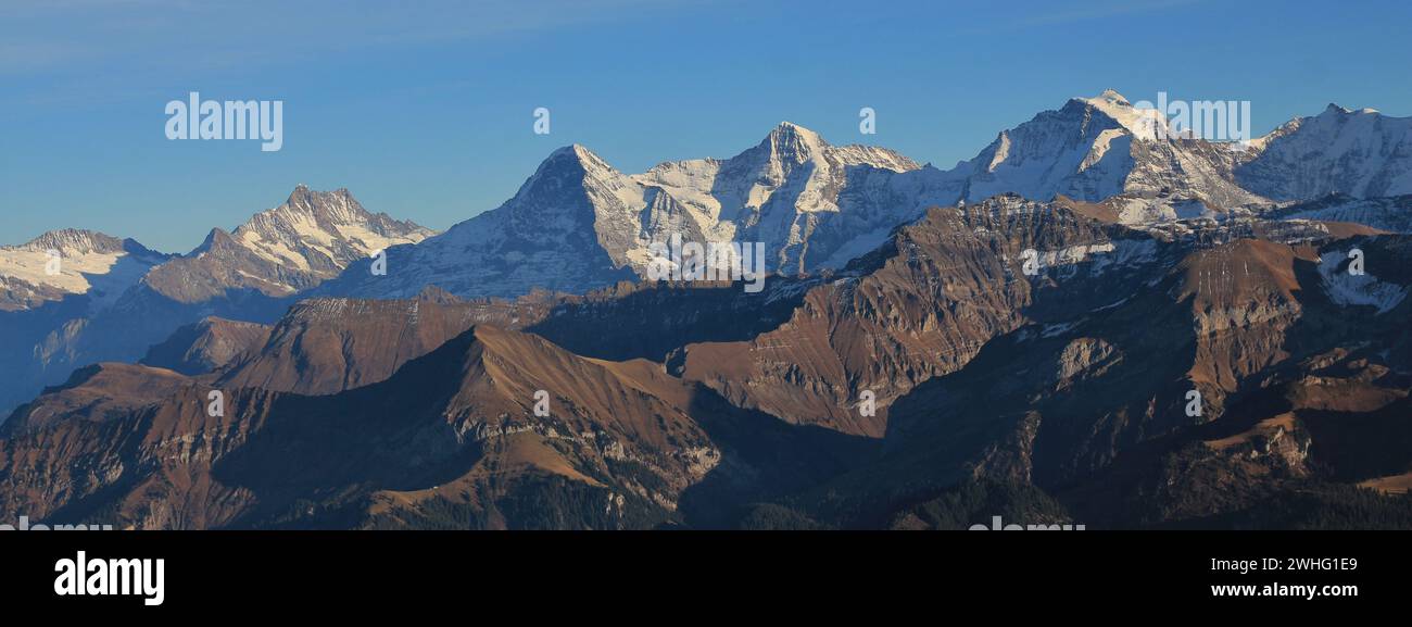 Famous mountain range Eiger, Monch and Jungfrau Stock Photo - Alamy