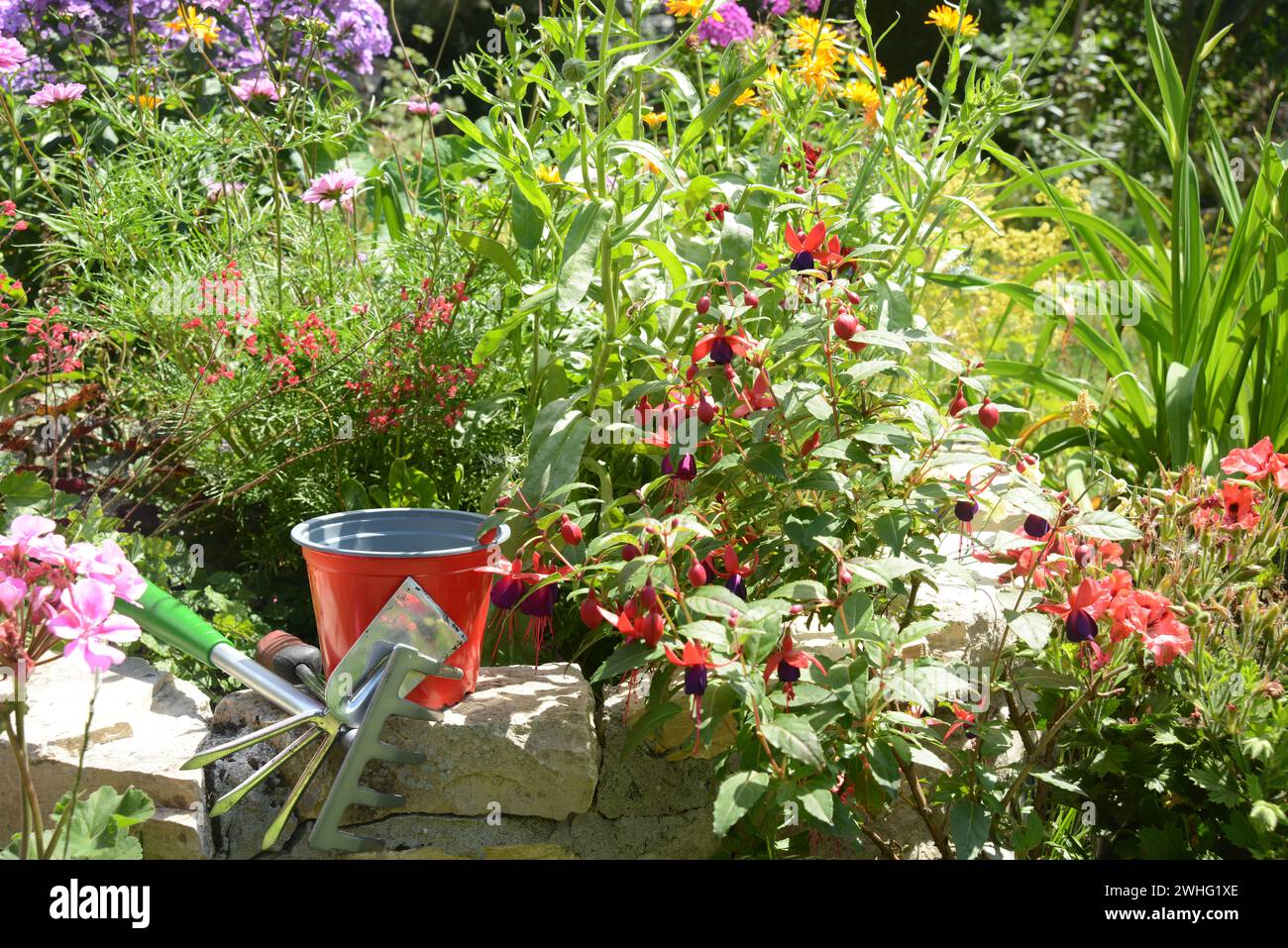 Garden tool and flowerpot Stock Photo