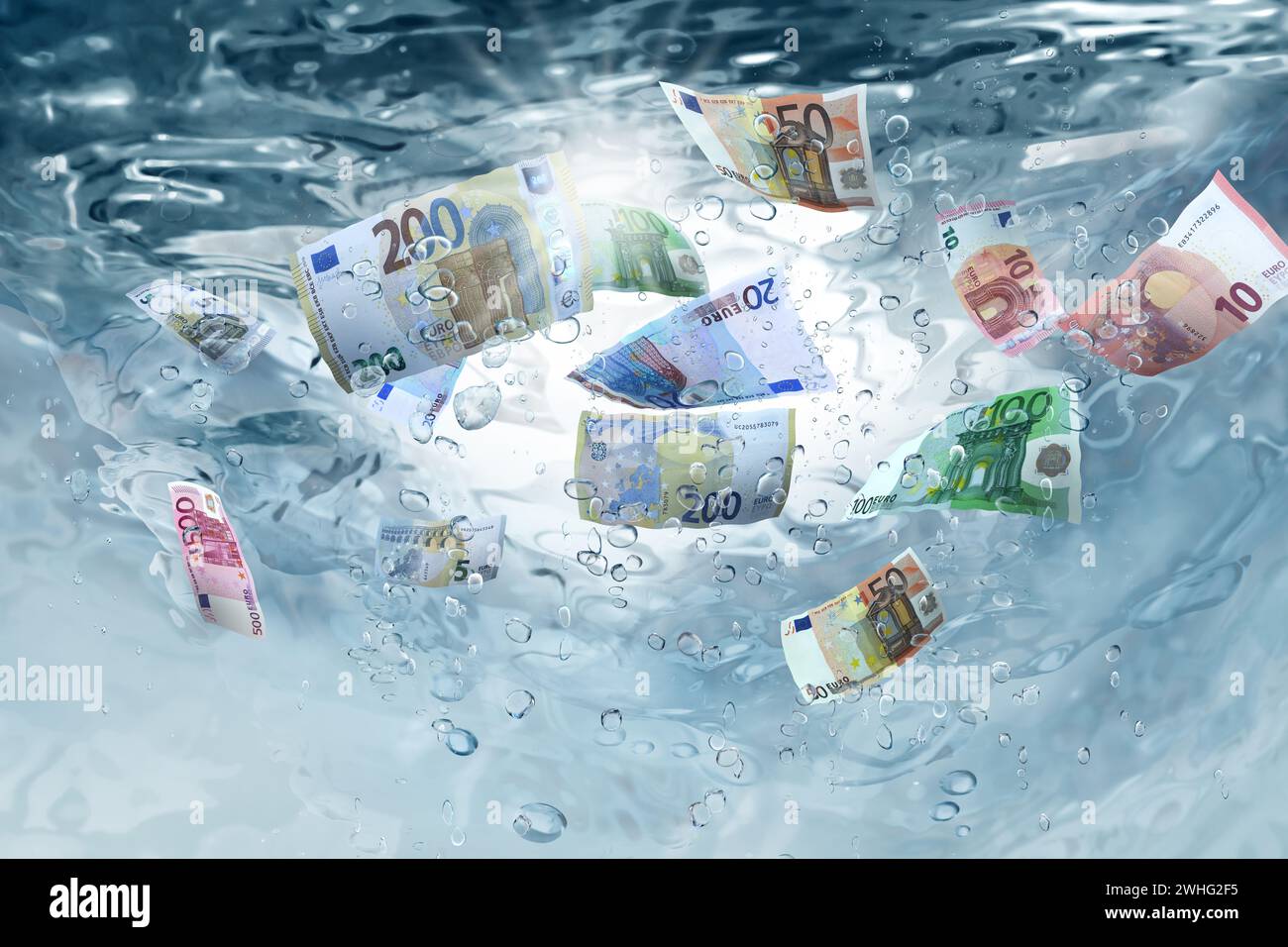 Money under water Stock Photo
