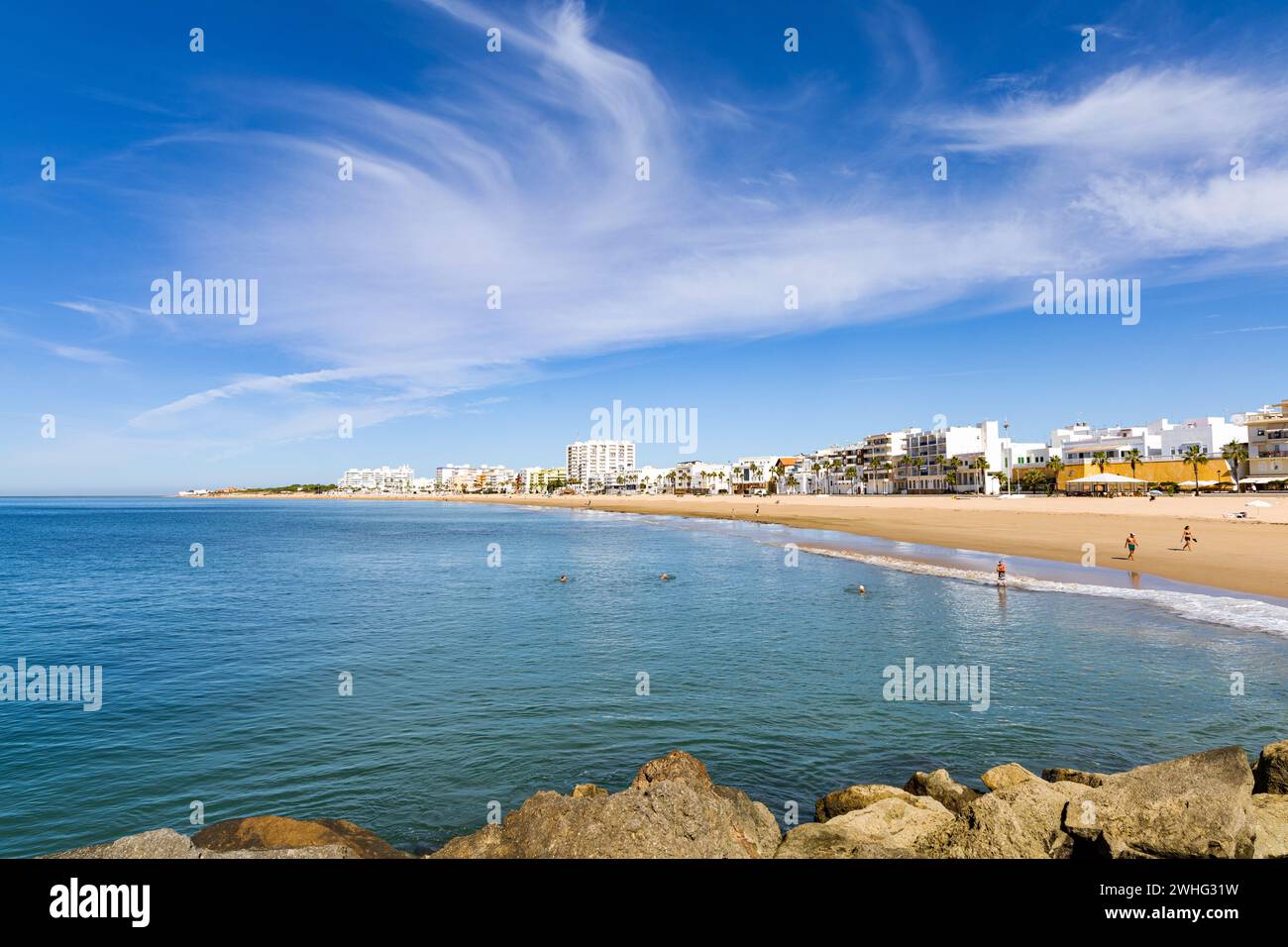 View to costilla beach in Rota in Andalucia Stock Photo