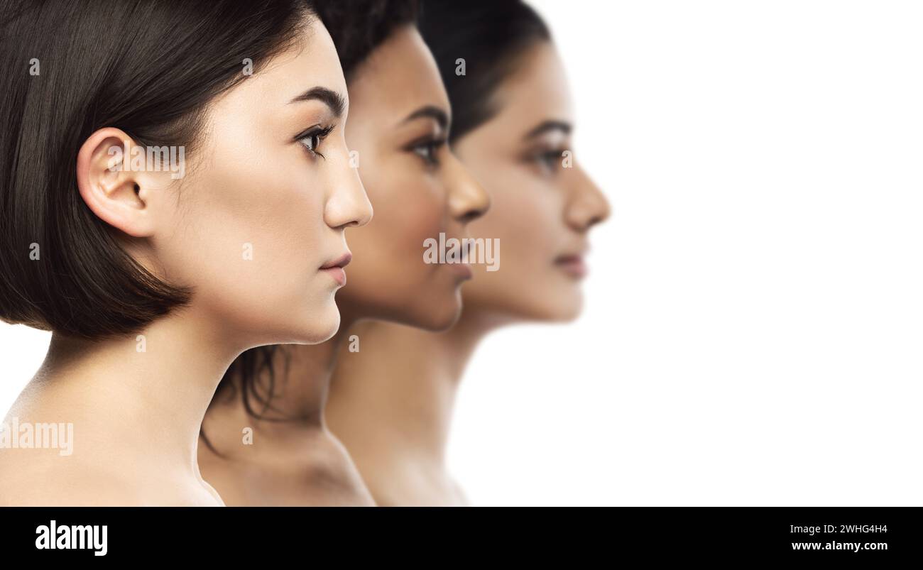 Multi-ethnic beauty and skincare. Group of women with a different ethnicity. Stock Photo