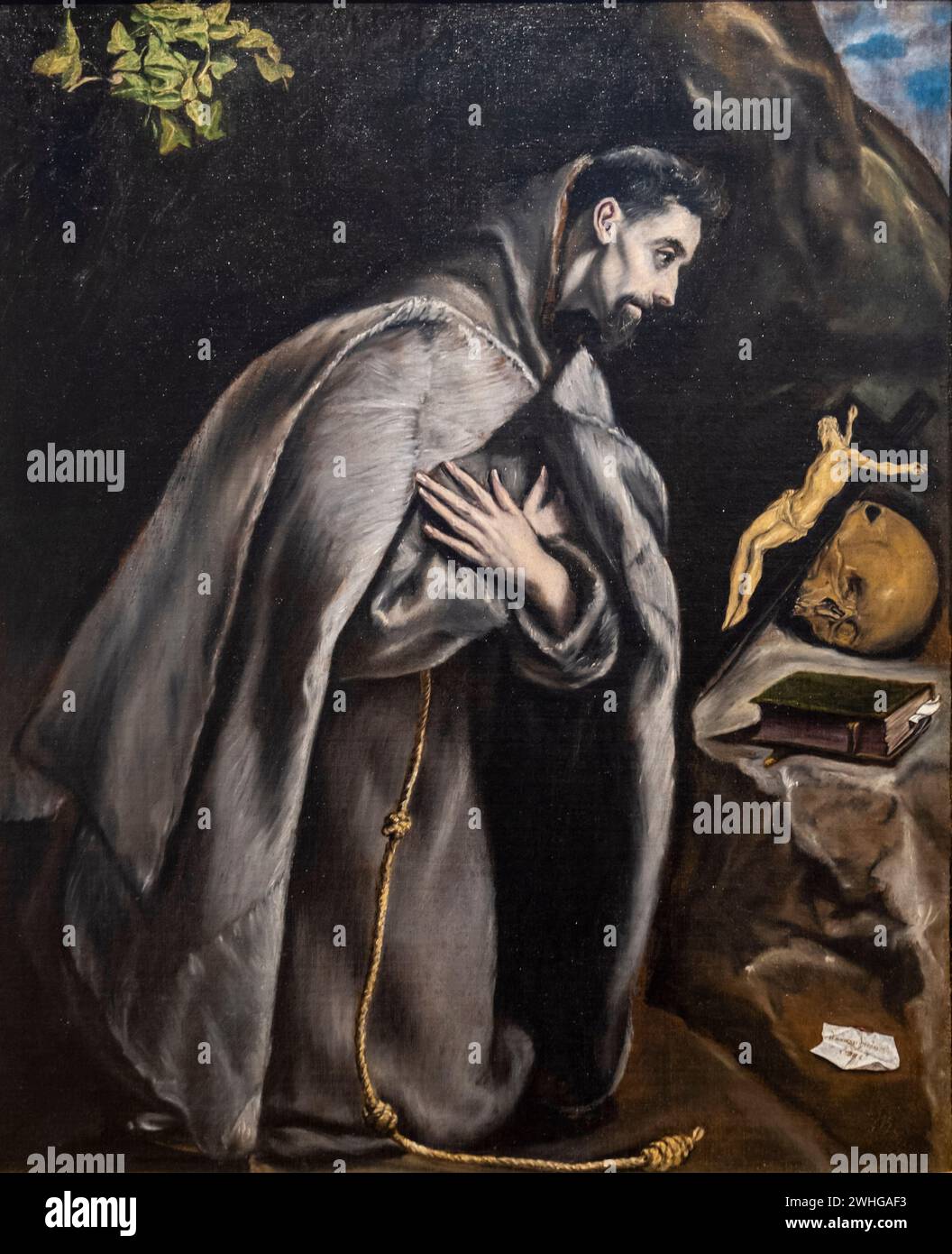 Saint Francis in prayer before the Crucifix, El Greco, Doménikos ...