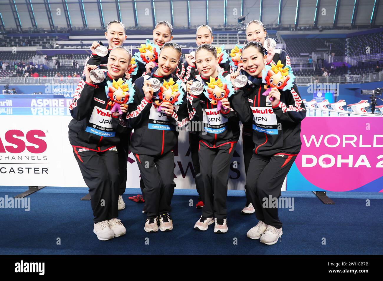 Doha, Qatar. 9th Feb, 2024. Japan team group (JPN) Artistic Swimming