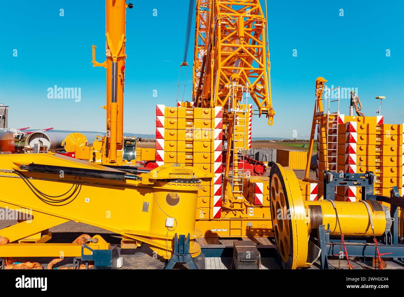 Machinery. Crawler crane standing on a construction site for Building and assembling a construction Stock Photo