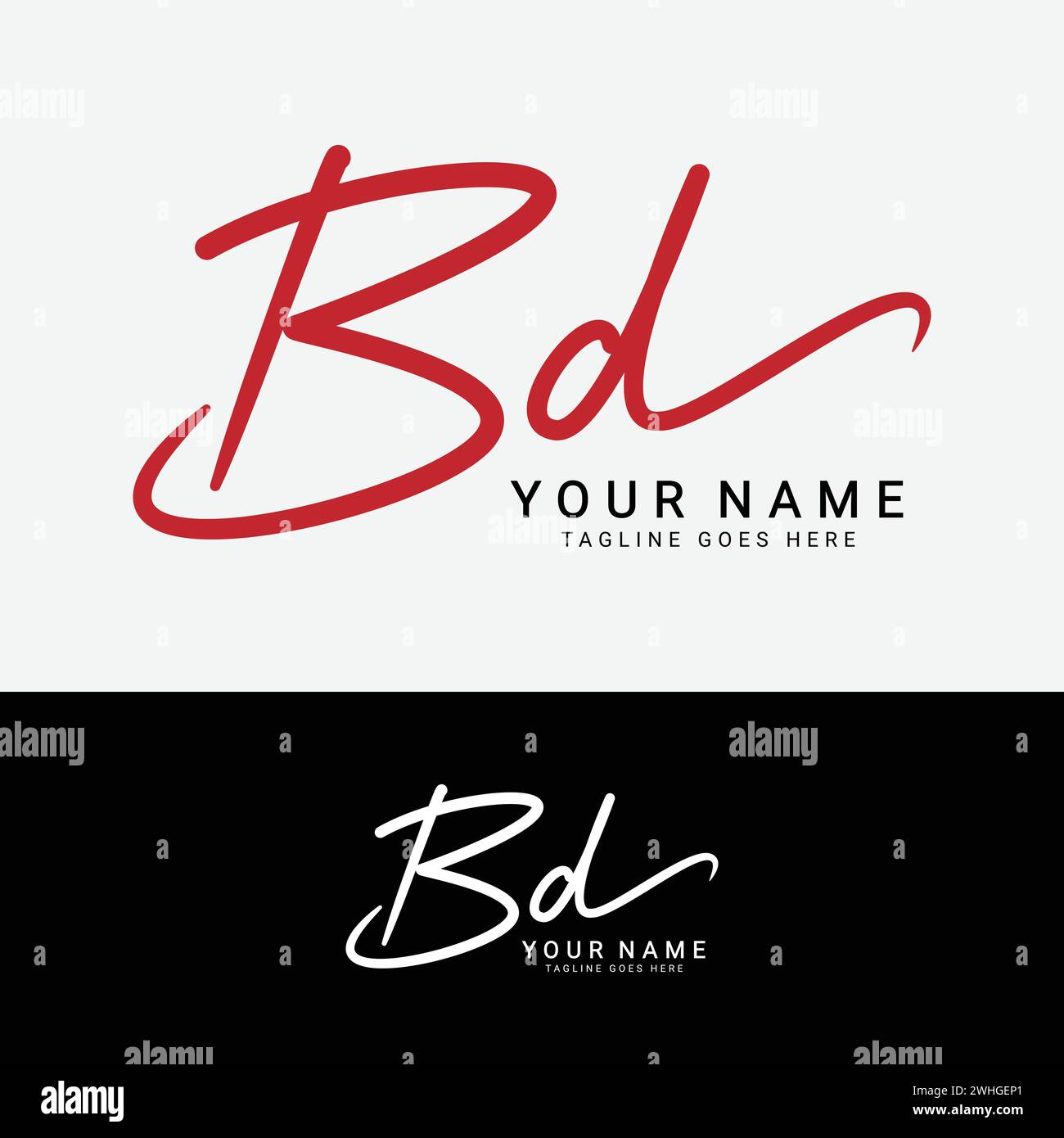 B, D, BD Initial letter logo. Alphabet BD Handwritten Signature logo Stock Vector