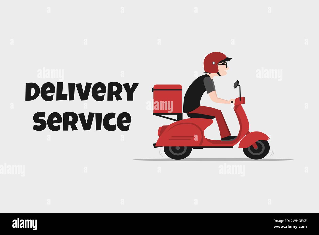 Delivery service scooter man with white background. vector illustration Stock Vector