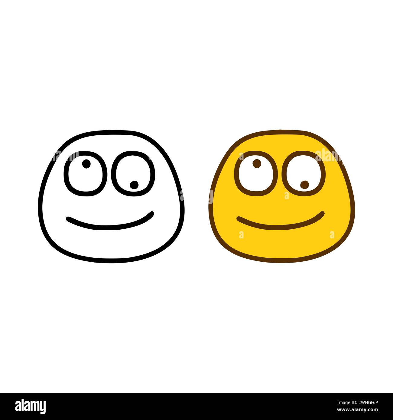 stupid sad emoticon in doodle style isolated on white background Stock Photo