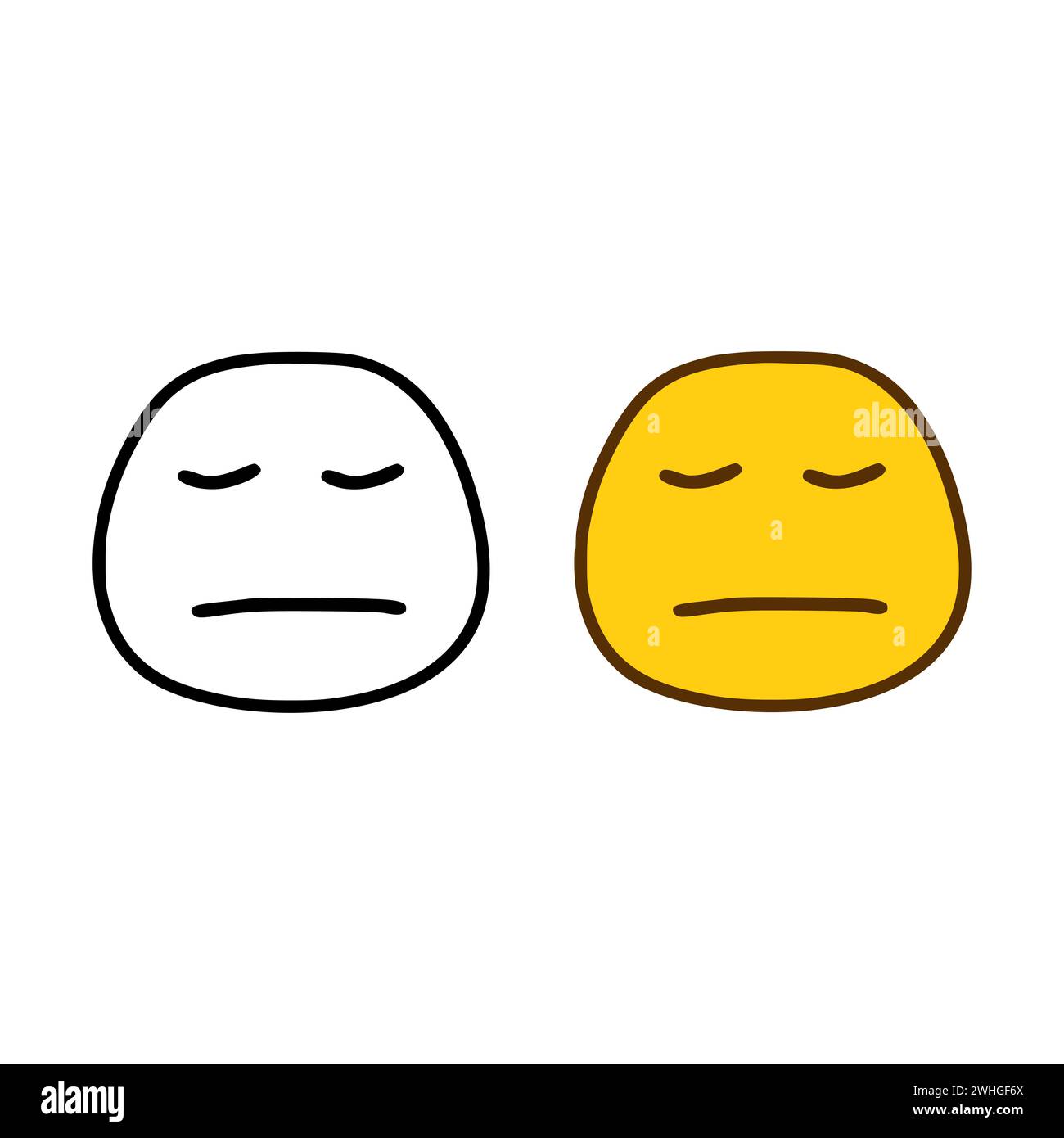 Sullen emoticon in doodle style isolated on white background Stock ...
