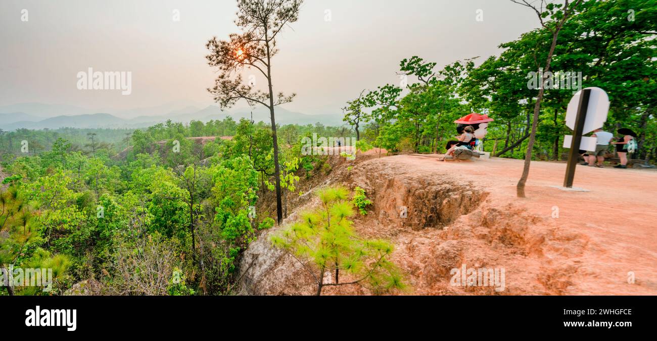 Pai,Mae Hong Son,Thailand-April 09 2023: Many people visit this naturally formed,eroded landscape and area of natural beauty,to negotiate the narrow, Stock Photo