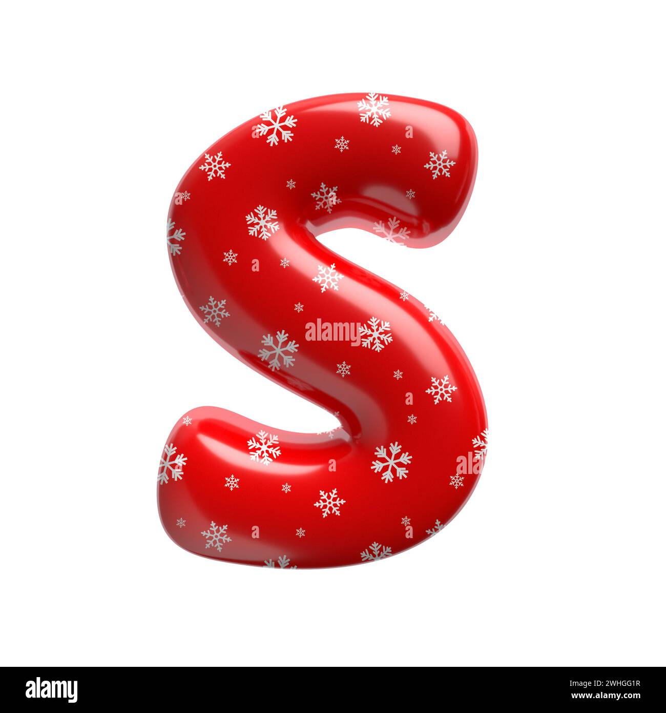 Snowflake letter S - Uppercase 3d christmas font - suitable for Christmas, Santa claus or Winter related subjects Stock Photo