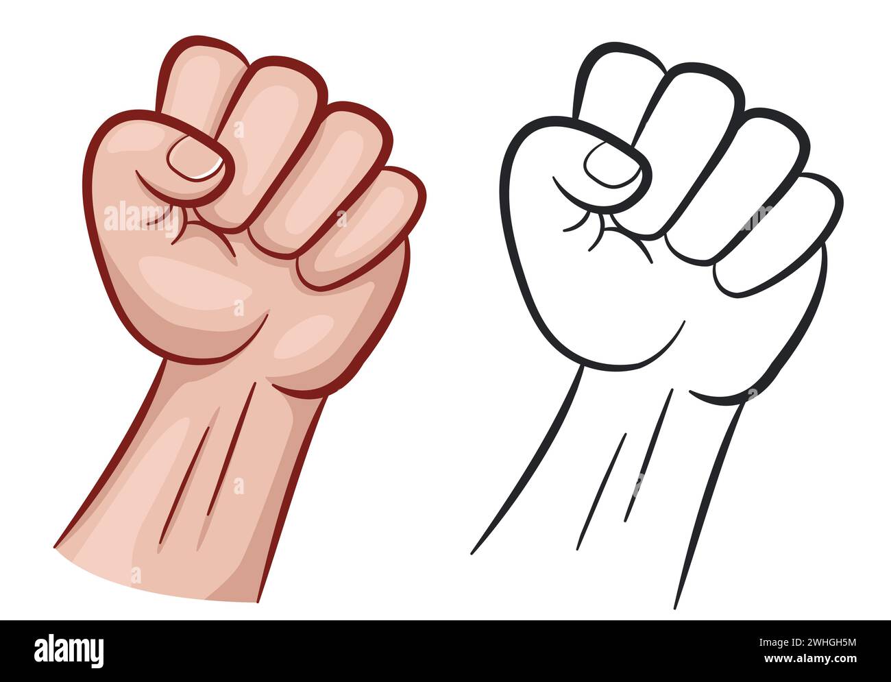 Illustration of fist clenched on white background Stock Vector