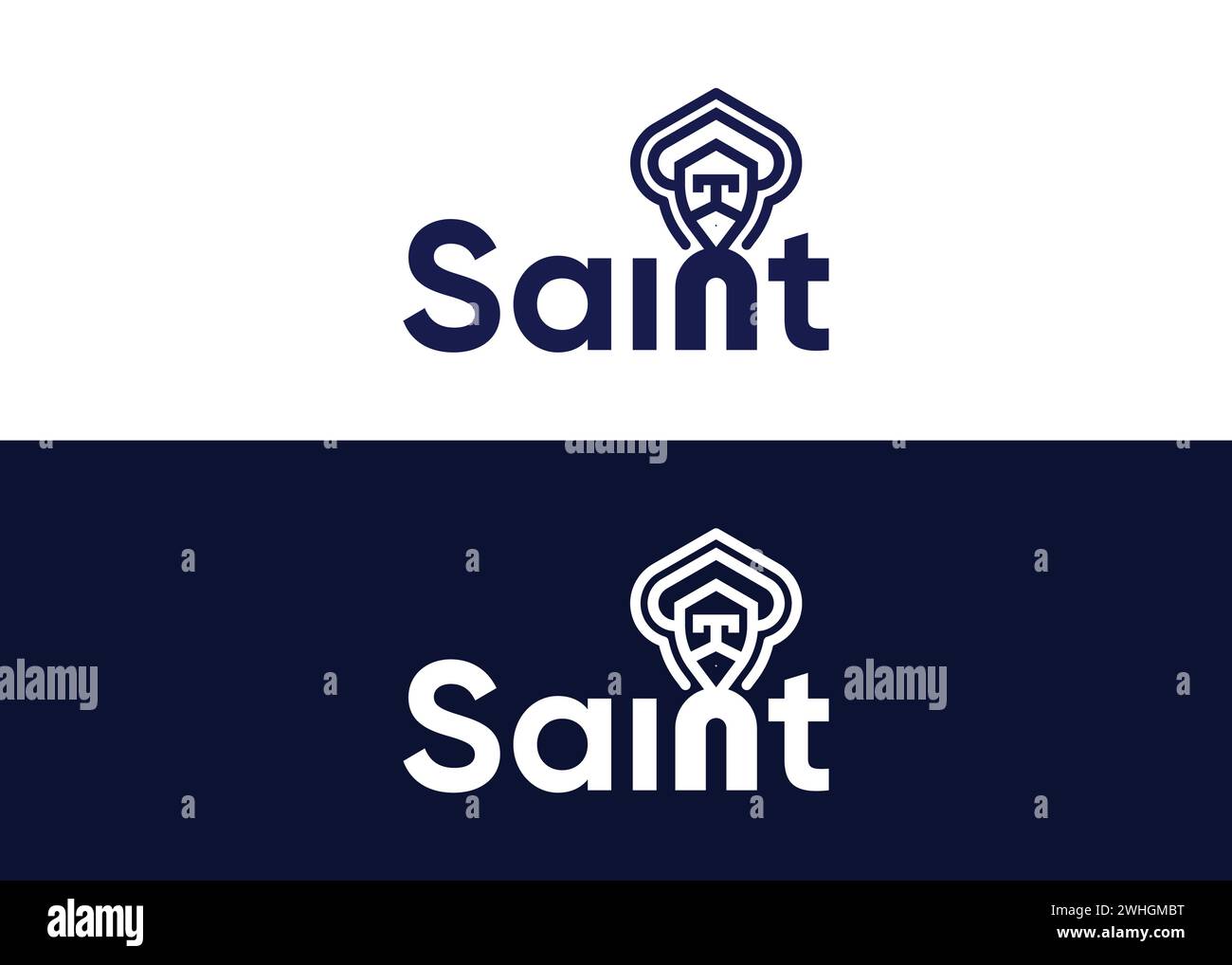 Minimalist saint logo design vector template Stock Vector