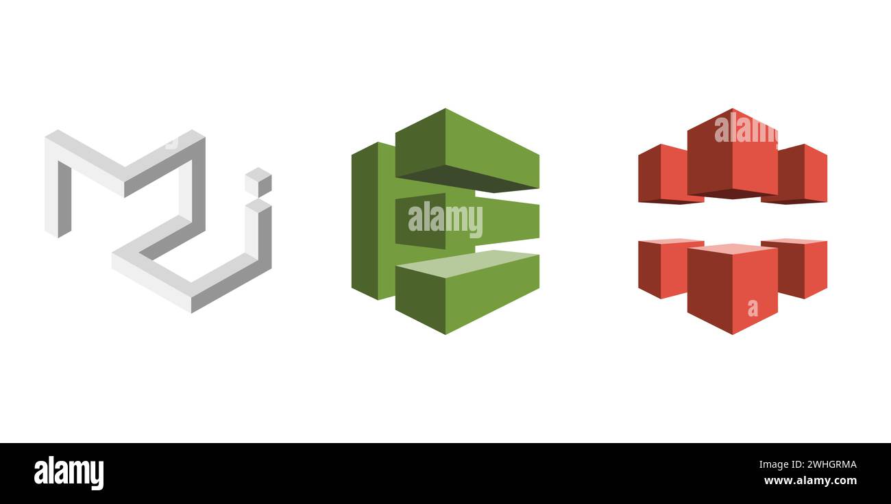 Material UI, AWS CloudFront, AWS CodeDeploy. Editorial brand emblem ...