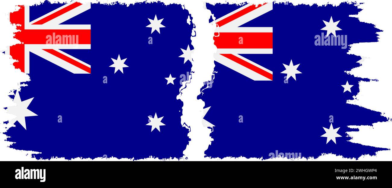 Australia and Australia grunge flags connection, vector Stock Vector