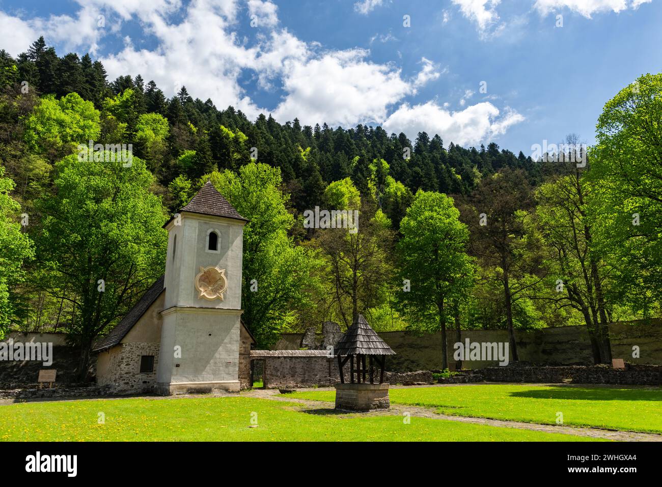 Red Monastery in Slovakia. Pieniny Mountains Architecture and Landmarks Stock Photo