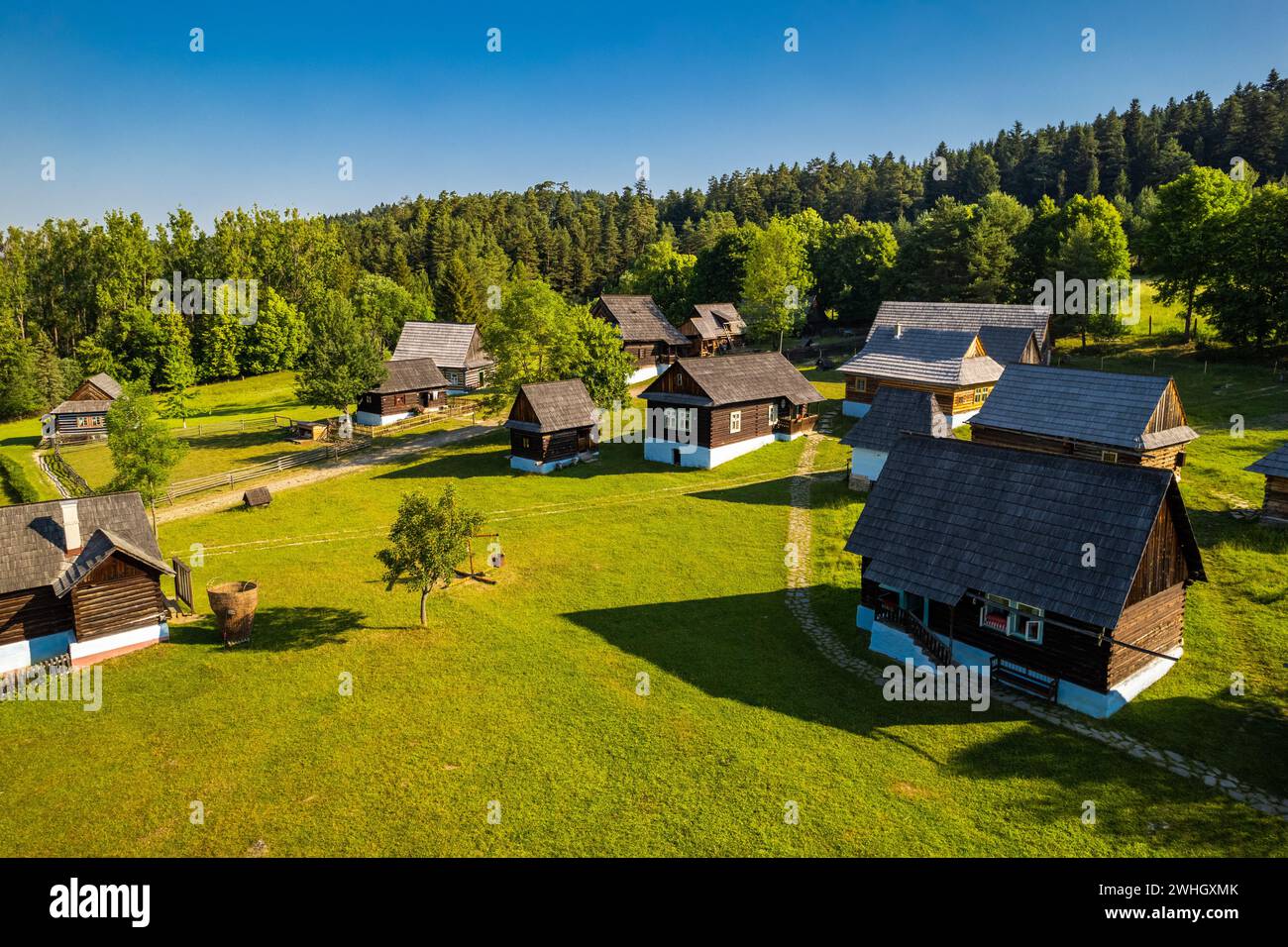 Skansen village near Stara Lubovna Castle in Slovakia Stock Photo