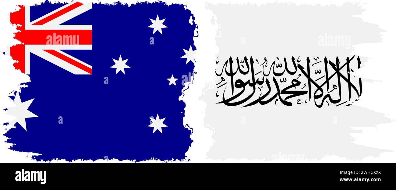 Afghanistan and Australia grunge flags connection, vector Stock Vector