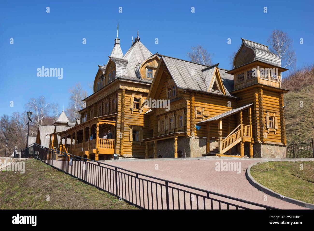 Museum complex on the banks of the Volga River. Gorodets in Russia  is the center of folk art and mu Stock Photo