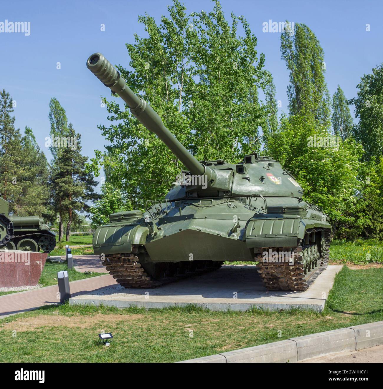 Soviet heavy tank T-10M.  Exhibition in N.Novgorod.  Russia. Appliances in good condition, exhibitio Stock Photo
