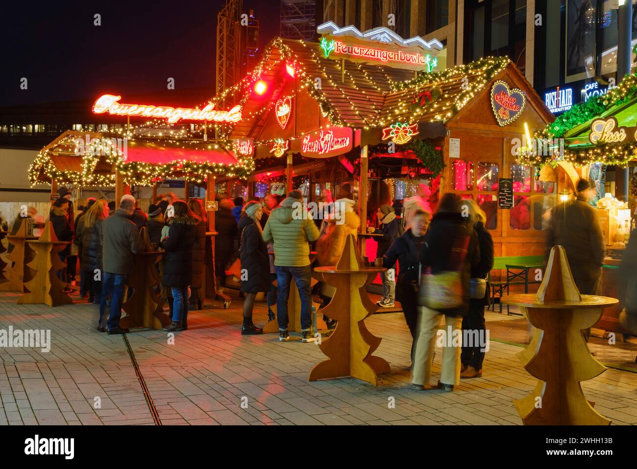 Christmas market at the Koe-Bogen Duesseldorf Stock Photo
