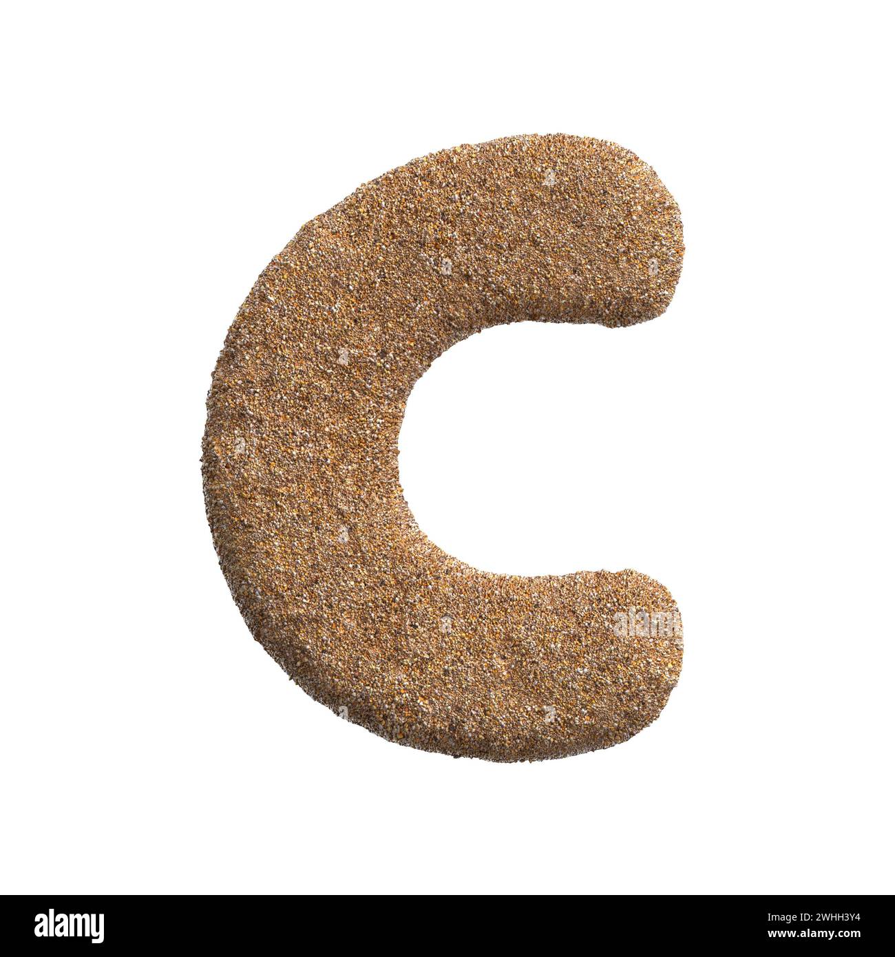 Sand letter C large 3d beach font isolated on white background. This