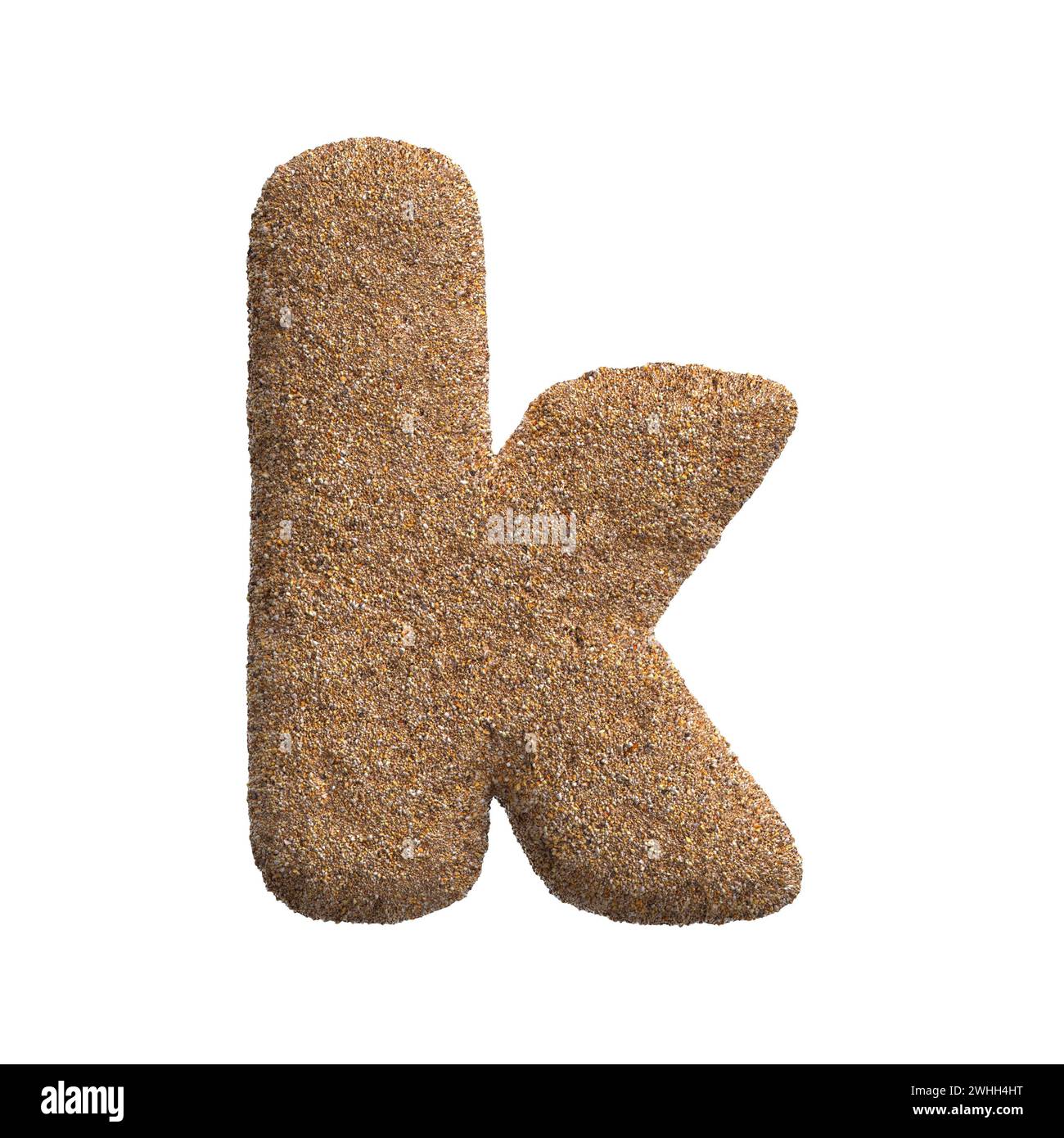 Sand letter K - Small 3d beach font - Holidays, travel or ocean concepts Stock Photo