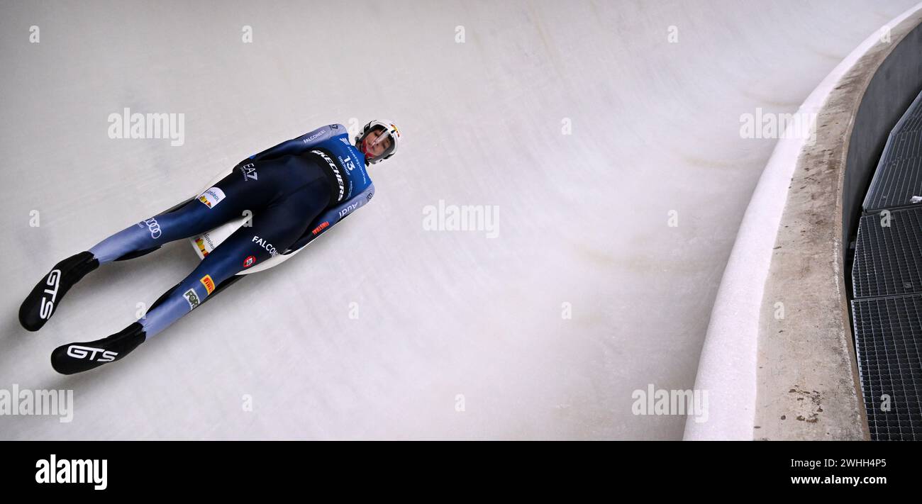 Oberhof, Germany. 10th Feb, 2024. Luge, World Cup, women's singles, 1st run: Verena Hofer from Italy in action. Credit: Martin Schutt/dpa/Alamy Live News Stock Photo