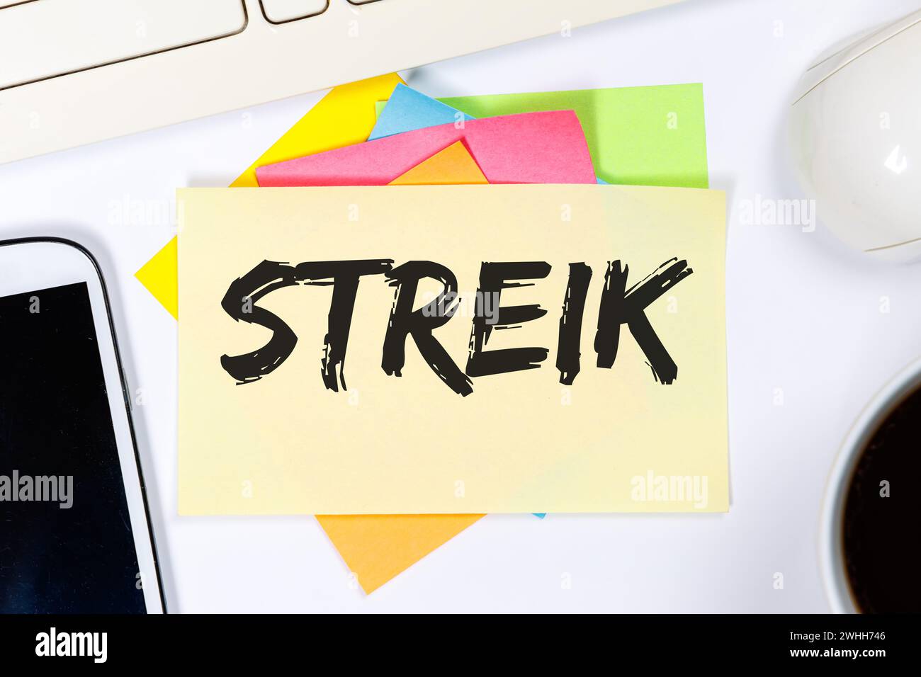 Stuttgart, Germany - January 26, 2024: Strike Demonstration Demo Protest Business Concept On Your Desk In Stuttgart, Germany. Stock Photo