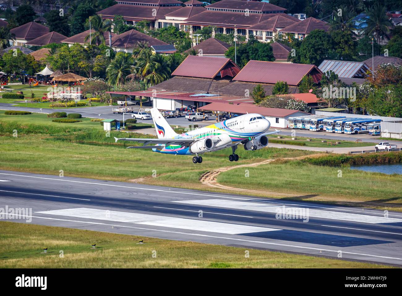 Ko Samui, Thailand - February 11, 2023: A Bangkok Air Airbus A319 Aircraft With The HS-PGZ Number Plate At Koh Samui (USM) Airport In Thailand. Stock Photo