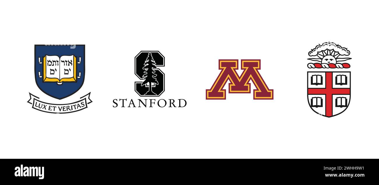 Yale University, Brown University, Stanford University, Minnesota University. Vector