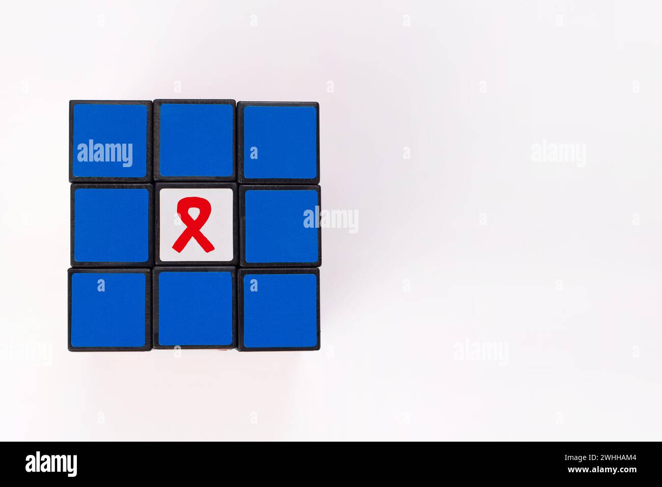 Red ribbon HIV, AIDS Awareness, Top view Stock Photo - Alamy