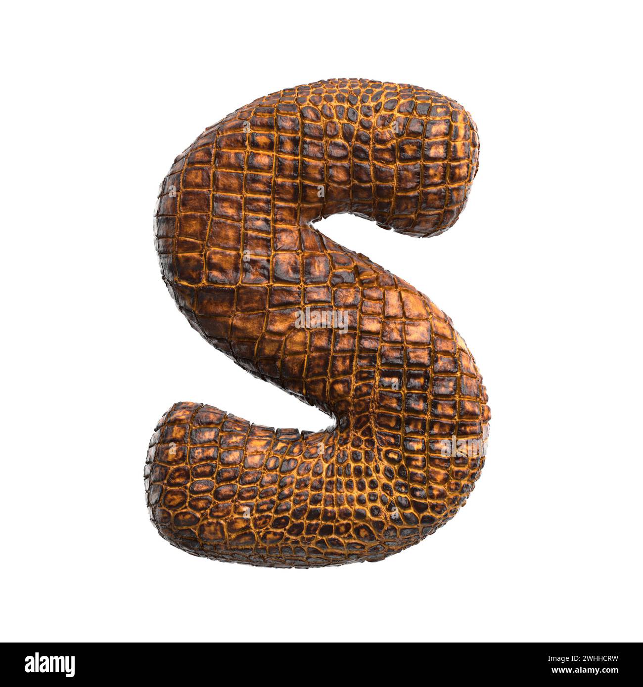 Crocodile letter S - Uppercase 3d reptile font - suitable for wildlife, ecology or conservation related subjects Stock Photo