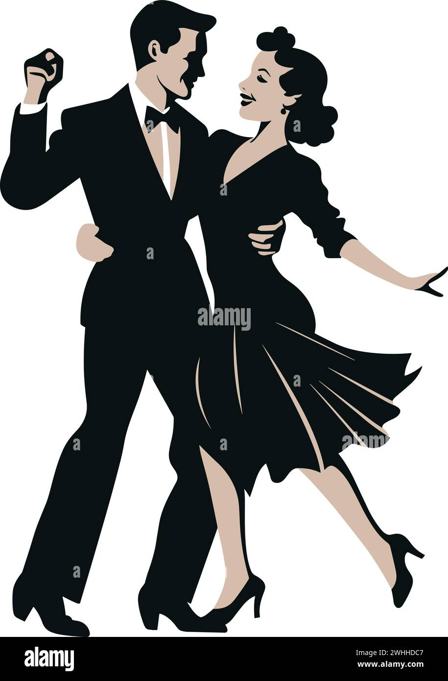 Classic Boogie-Woogie Dance Move Vector for Dance Classes and Swing Revivals Stock Vector