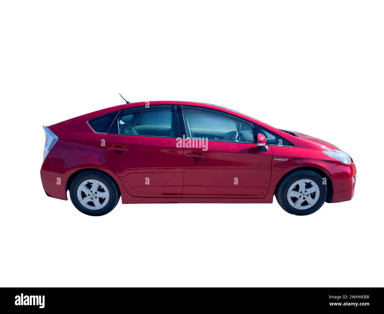 Toyota Prius vehicle on white background. Hybrid Car Concept Swat
