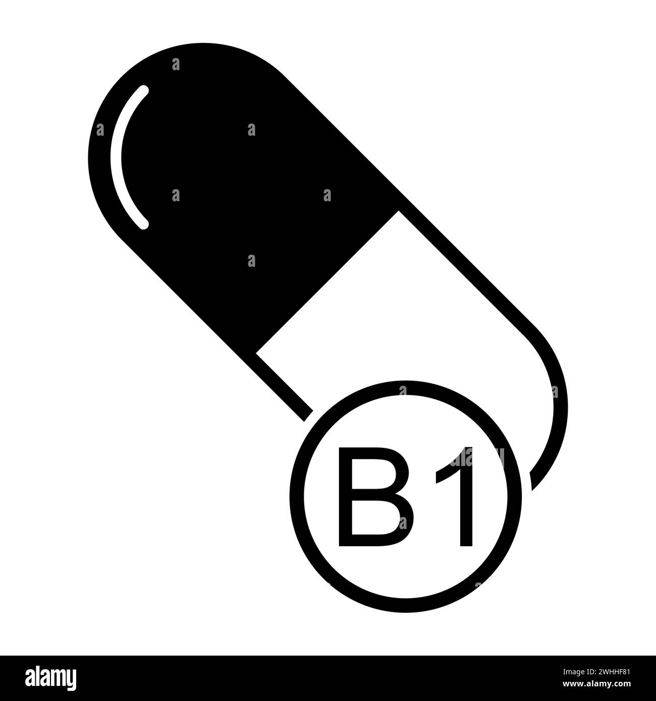 Vitamin B1 icon, healthy medicine pill supplement symbol, complex
