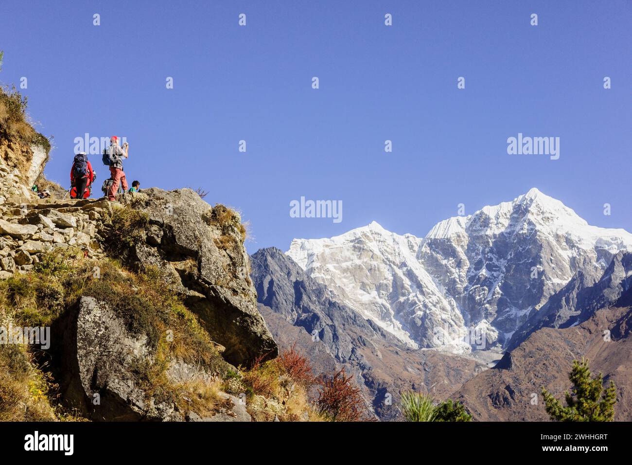Thamserku 6618mts.Sagarmatha National Park, Khumbu Himal, Nepal, Asia. Stock Photo