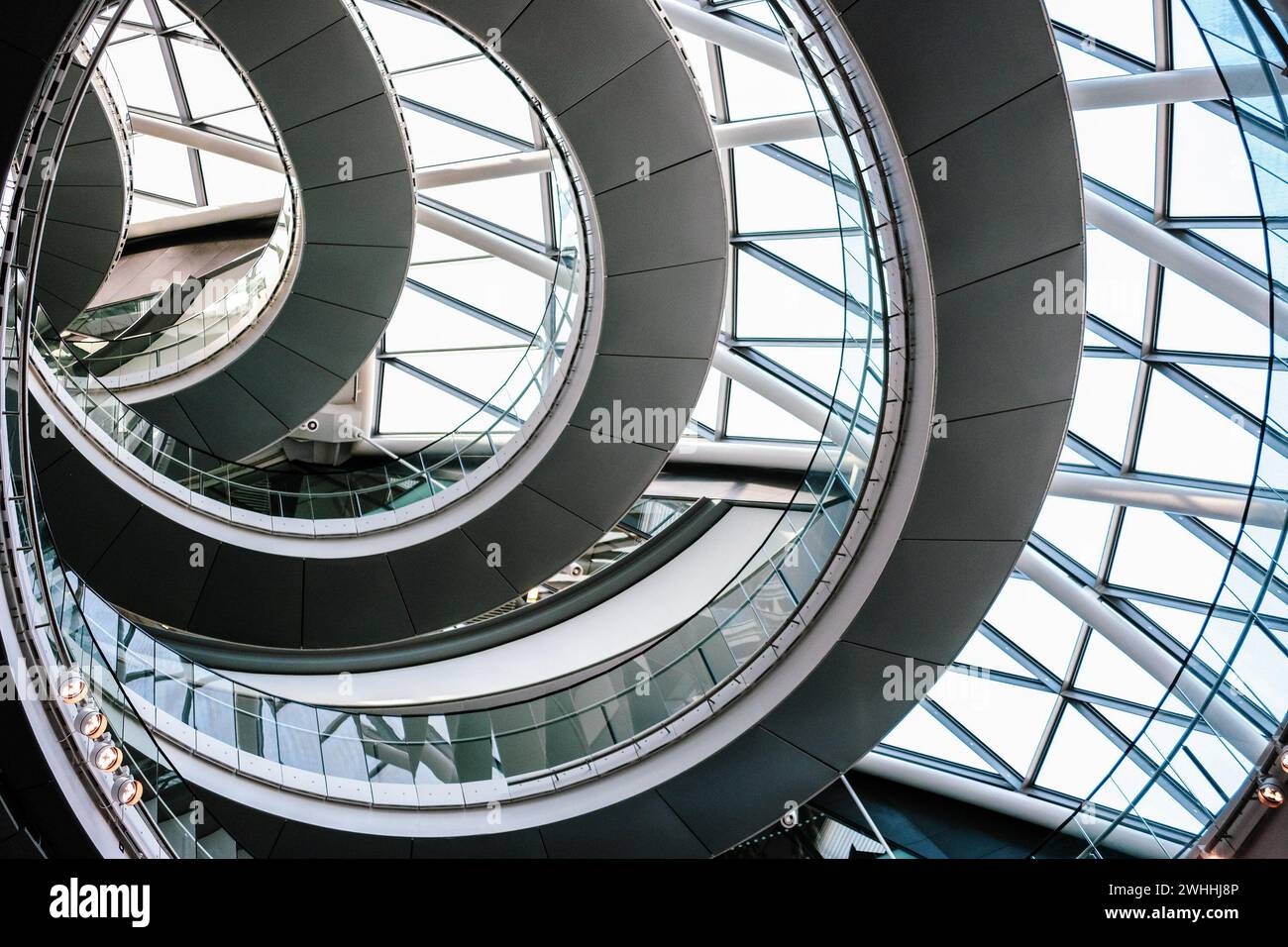 The spiral interior of London's City Hall Stock Photo - Alamy