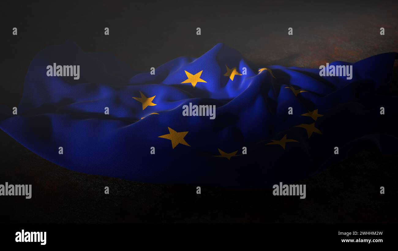 EU Flag Dark Background Stock Photo