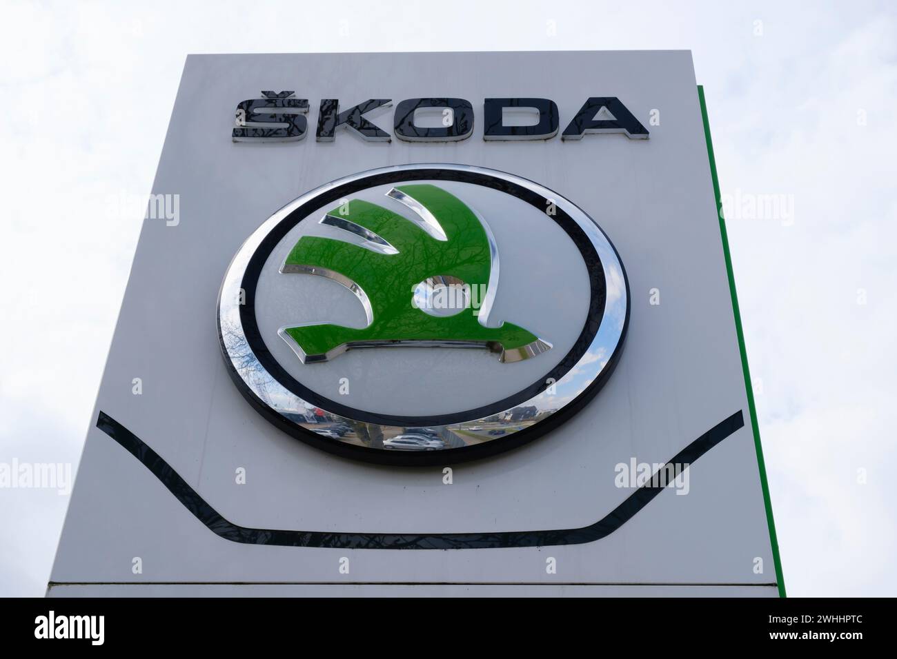 Skoda, Sign with Logo Stock Photo