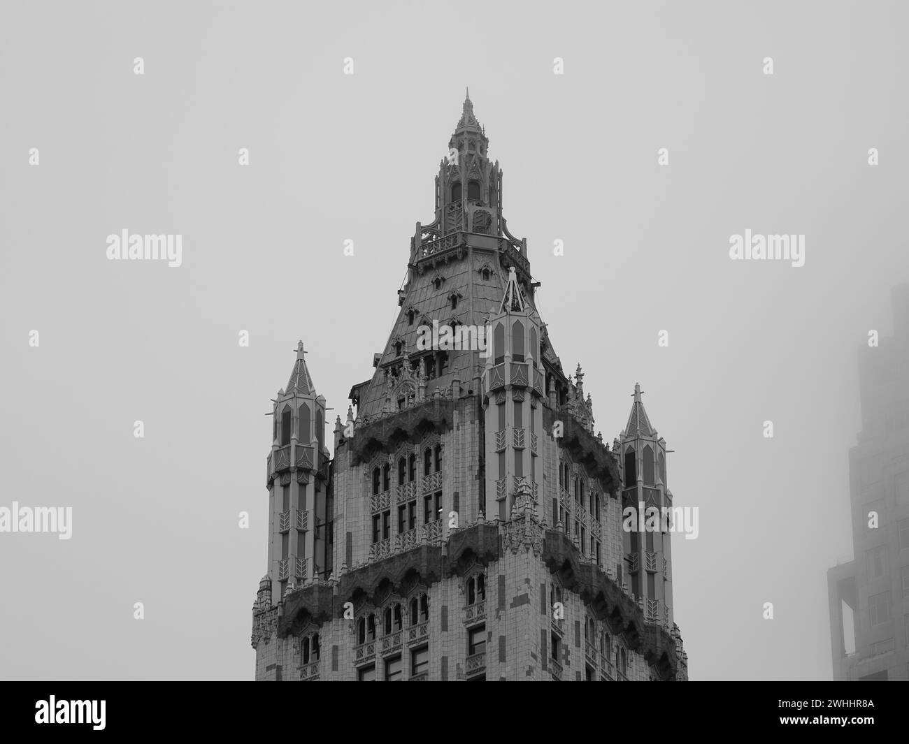 Monochromatic image of the Woolworth building. Stock Photo