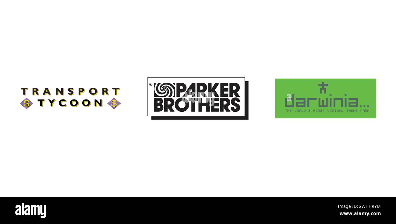Parker Brothers, Darwina, Transport Tycoon. Editorial brand emblem