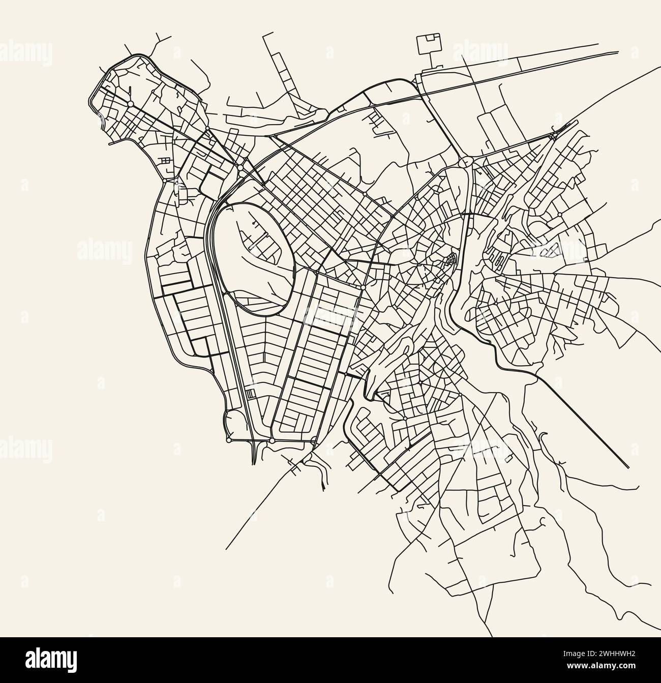 City road map of Tripoli, Lebanon Stock Vector