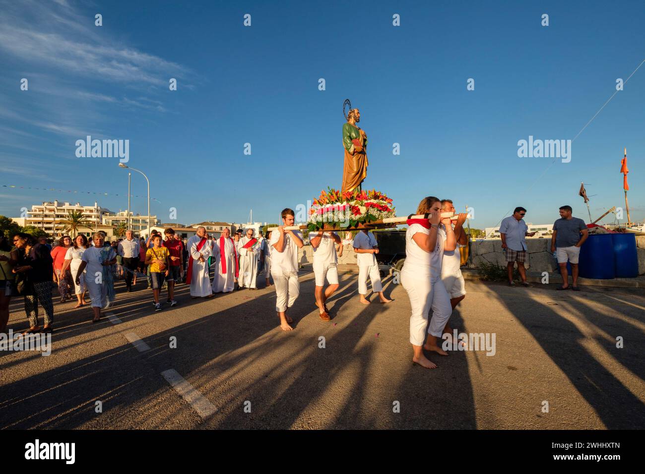 ProcesiÃ³n de los pescadores portando la imagen de Sant Pere Stock Photo