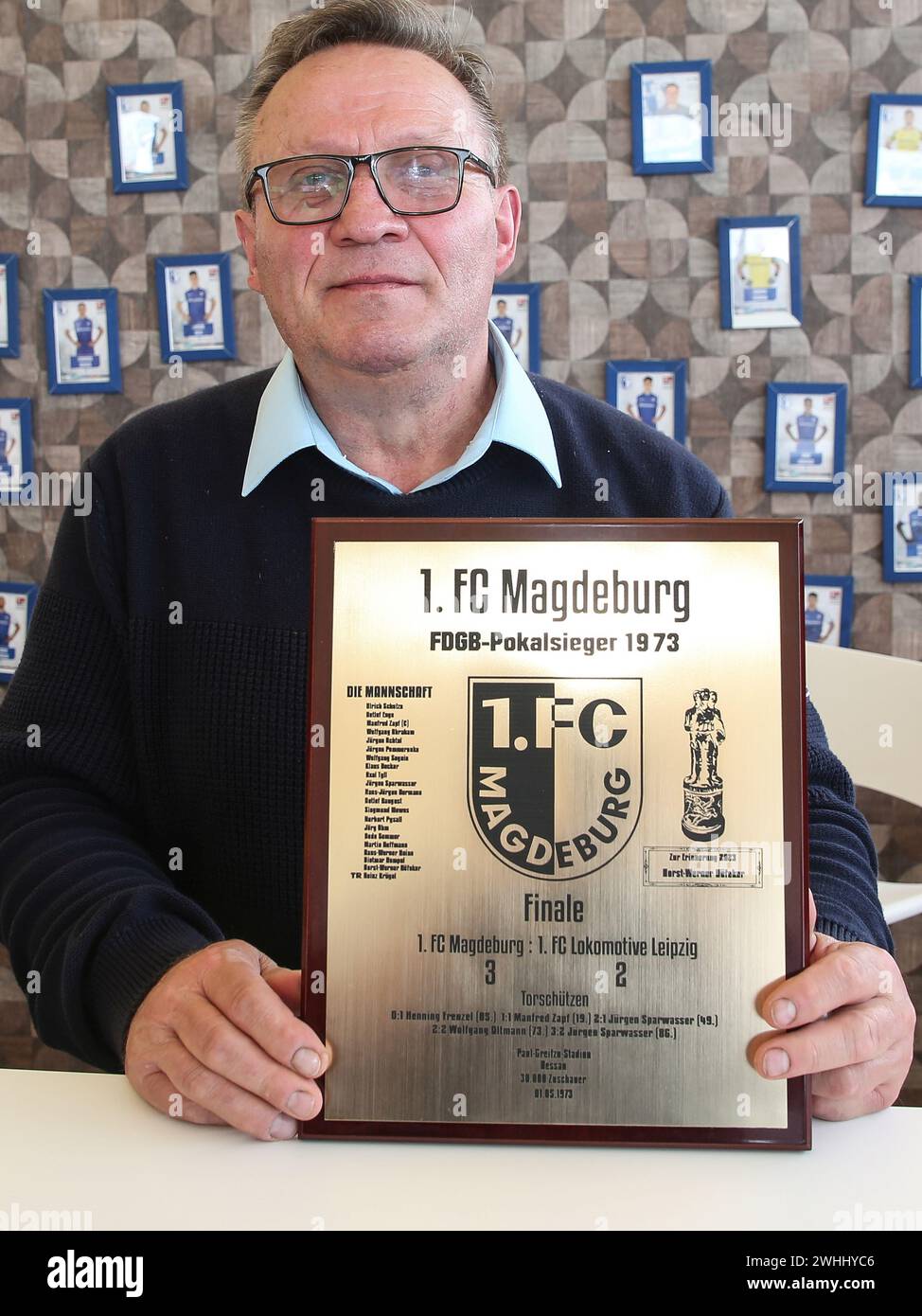 Horst-Werner HÃ¶feker Blue-White legend 1.FC Magdeburg on 01.05.2023 at the celebration of 50 years of FDGB Cup victory 1.FC Mag Stock Photo