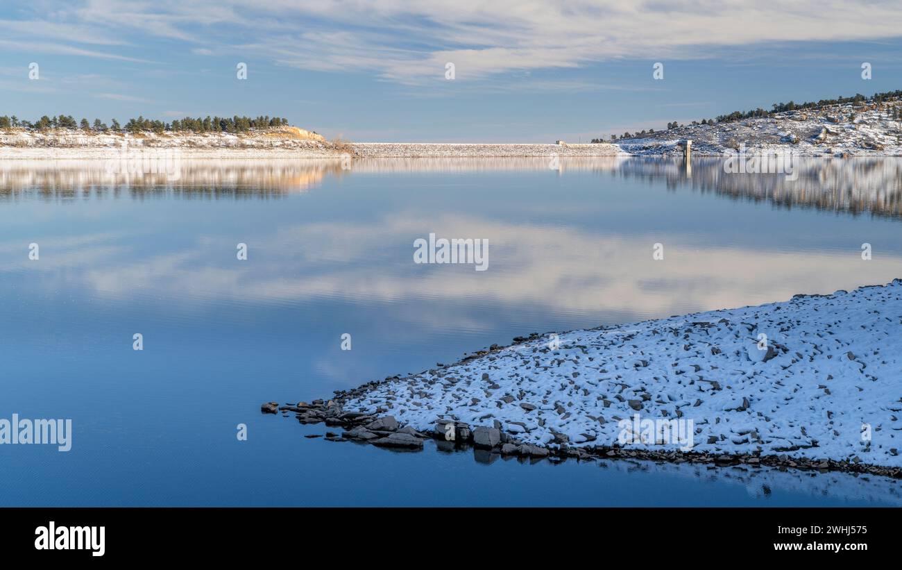 Carter Lake in northern Colorado in winter scenery Stock Photo